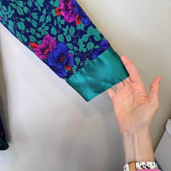 VS | VTG Gold Label Floral Ivy Print Relaxed Mini Nightie Robe Sleep Shirt - Picture 11 of 16